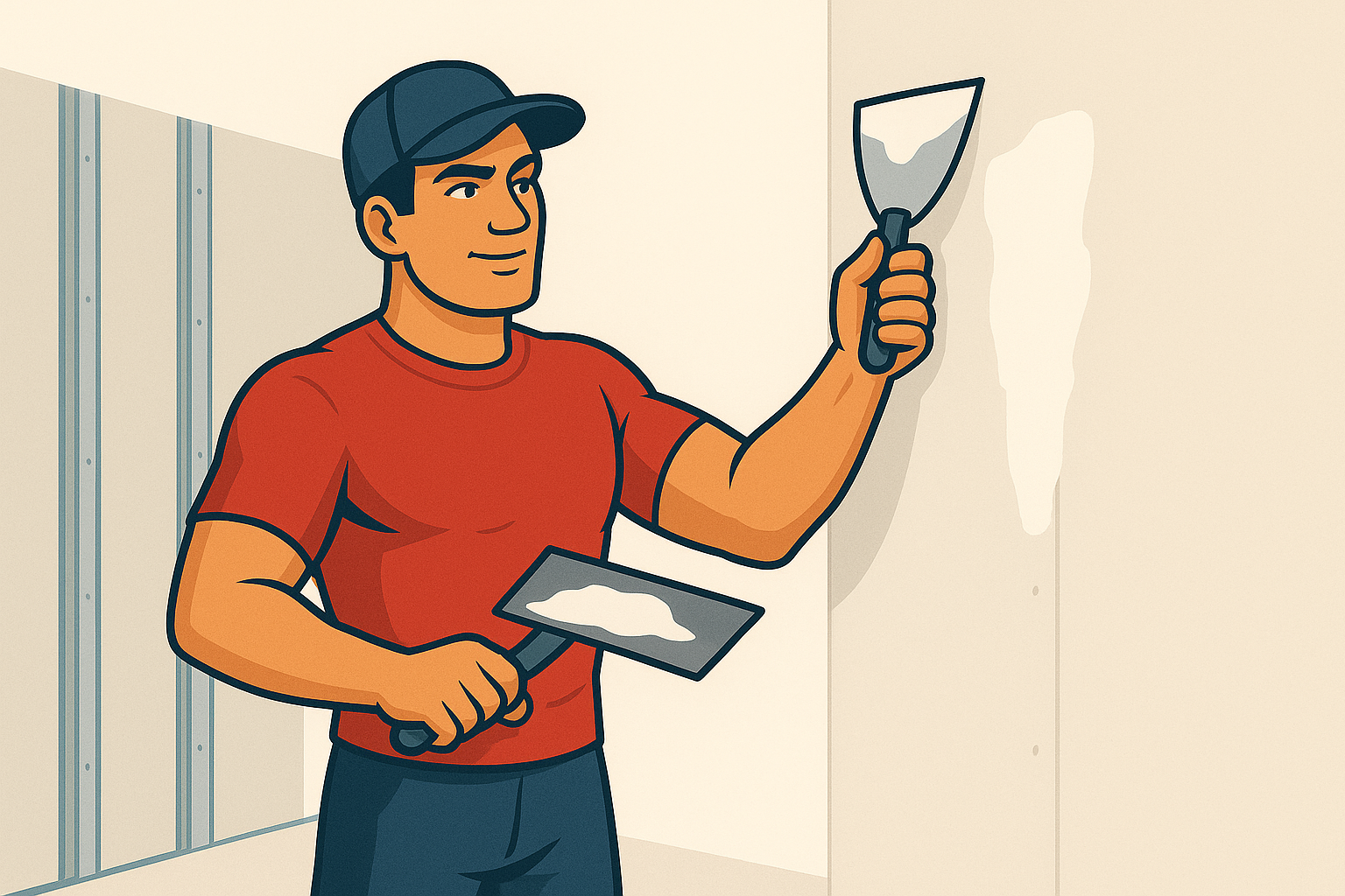 Equipe instalando drywall